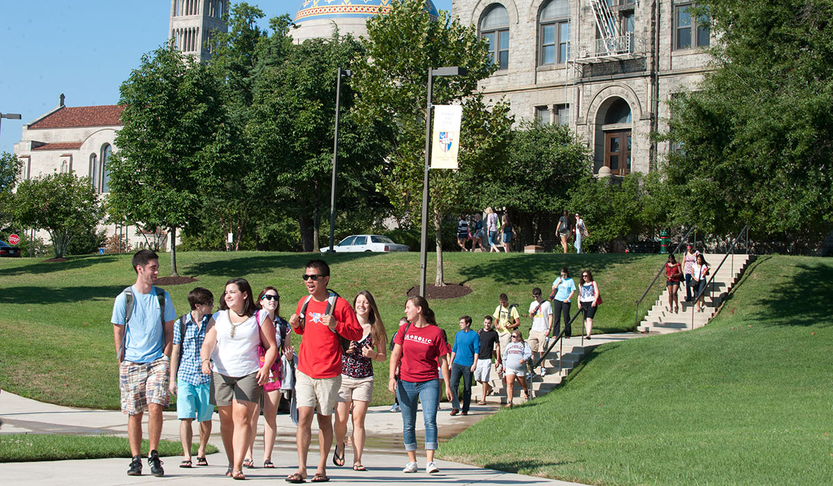 Students walking on campus